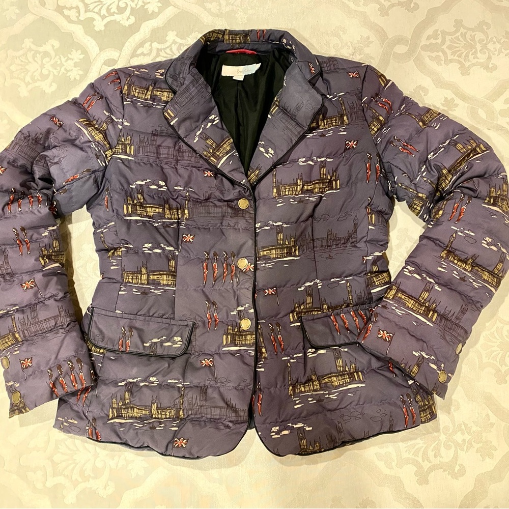 Boden! HTF London print warm winter down jacket sz 8 shaped